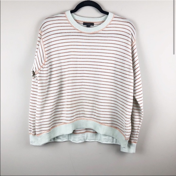J Crew mint & rose gold metallic striped sweater - Picture 2 of 7